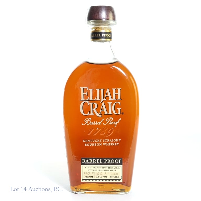Elijah Craig 12 Year Barrel Proof Bourbon (C921): Elijah Craig 12 Year Barrel Proof Bourbon, 120.2 Proof, 750 ml, Batch #C921, Bottled: September 2021.