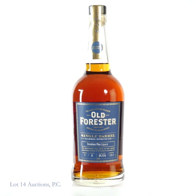 Old Forester Barrel Strength Bourbon Store Pick: Old Forester Single Barrel Barrel Strength Bourbon, 129.4 Proof, 750 ml, Donelson Pike Liquors Private Selection.