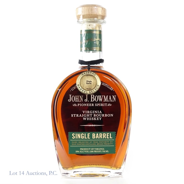 John J. Bowman SB Bourbon Store Pick (Green): John J. Bowman Single Barrel Bourbon, 100 Proof, 750 ml, Green Label, Single Barrel #059 Private Selection.