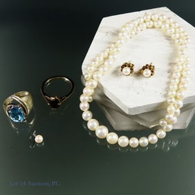 Sterling Ring, GP Ring, Pearls, Gold Earrings