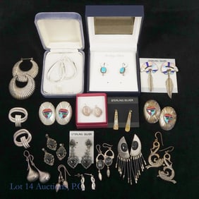 Sterling Silver Earrings (16 Pierced Pairs)