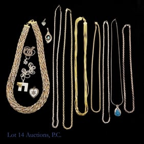 Sterling Silver Necklaces (10) + Pendants (3)