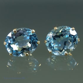 14K Y Gold and Blue Topaz Earrings