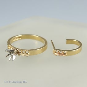Garland 14K Y Gold Ring & Singleton Earring