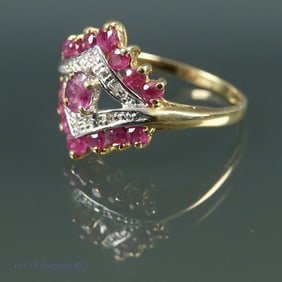 14k Y Gold Spinel & Melee Diamond Ring