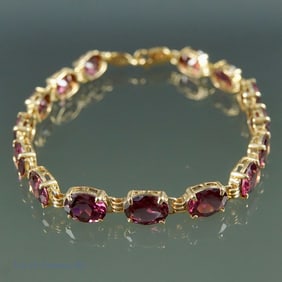 14K Y Gold Garnet Bracelet (India)
