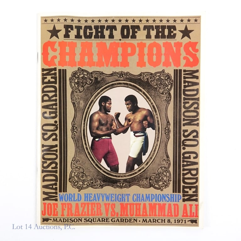 1971 Ali Vs Frazier Fight Of The Champions Program: 1971 Ali Vs Frazier I Fight Of The Champions World Heavyweight Championship Boxing Program. In what was dubbed the "Fight Of The Century", Joe Frazier squared off with Muhammad Ali for the undisputed 