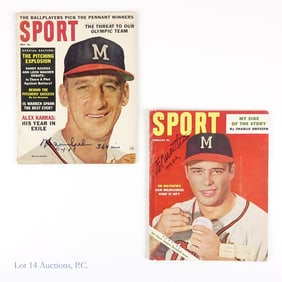 Warren Spahn / Ed Mathews Signed Sport Magazines