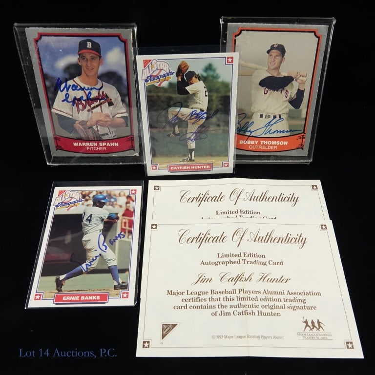 Topps Nabisco All-Star Autograph Cards & More (4): 1993 Topps Nabisco All-Star Autograph Baseball Cards & More (4 Signed Cards Total). Includes: 1993 Topps Nabisco All-Star Autograph Catfish Hunter (MLBPA COA), 1993 Topps Nabisco All-Star Autograph Er