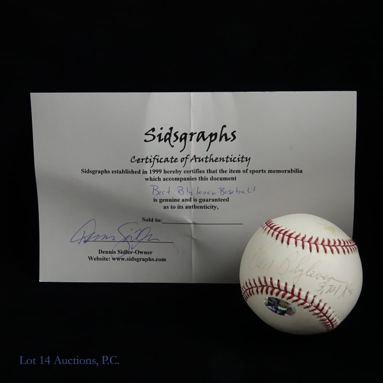 Bert Blyleven Signed OML Baseball (Sidsgraphs COA): Bert Blyleven Autographed Allen H. Selig Official Major League Baseball (Sidsgraphs COA). Please see images for details regarding condition.