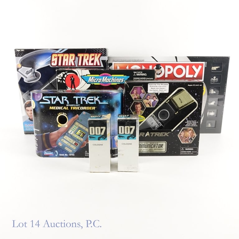 Star Trek, James Bond Toys, Cologne Ltd Ed NIB (7): Star Trek, James Bond Toys Ltd. Ed. NIB (7). Collection of toys and games featuring Star Trek and James Bond, all in original packaging, some New In Box, some limited editions. Limited edition Star Tr