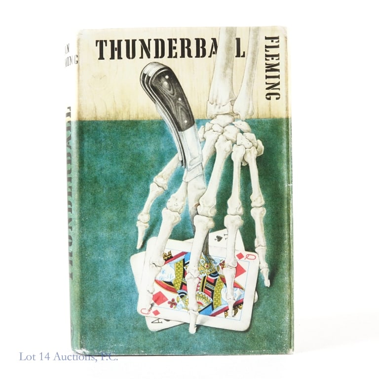 Thunderball 1st Edition James Bond Ian Fleming: Thunderball 1st Edition. A first edition, first printing of "Thunderball" by Ian Fleming, a James Bond book from Jonathan Cape, London, 1961. Rubbing on dust jacket. Light discoloration on fore-edge.