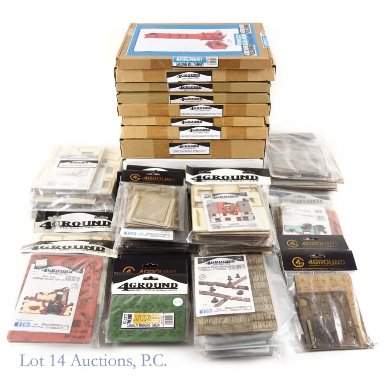 4Ground Model Kits for Wargames, Some NIB (+45): 4Ground Model Kits for Wargames, Some NIB (+45). Large collection of unbuilt model kits from the 4Ground company for World At War and other wargames, weighing close to 40 lbs. Most items are New In Ba