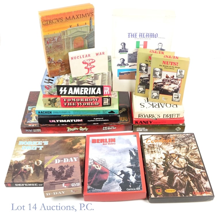 War Games, Mixed Lot (+15): War Games, Mixed Lot (+15). Selection of table top war games and card games. Some items of note: Nuclear War, the 1965 card game from Douglas Malewicki who is the concept creator and inventor of Skytr