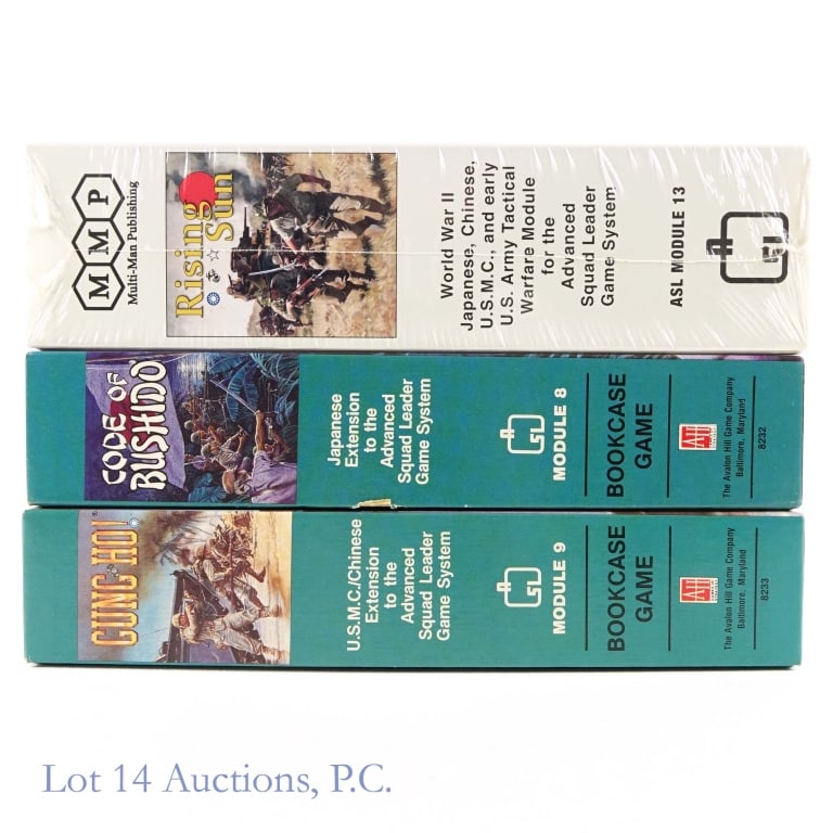 ASL Bookcase Games, Un/Partial Punch (3): ASL Bookcase Games, Un/Partial Punch (3). Collection Bookcase games for Advanced Squad Leader game system that are either unpunched or partially punched. All items present as complete with minimal to 