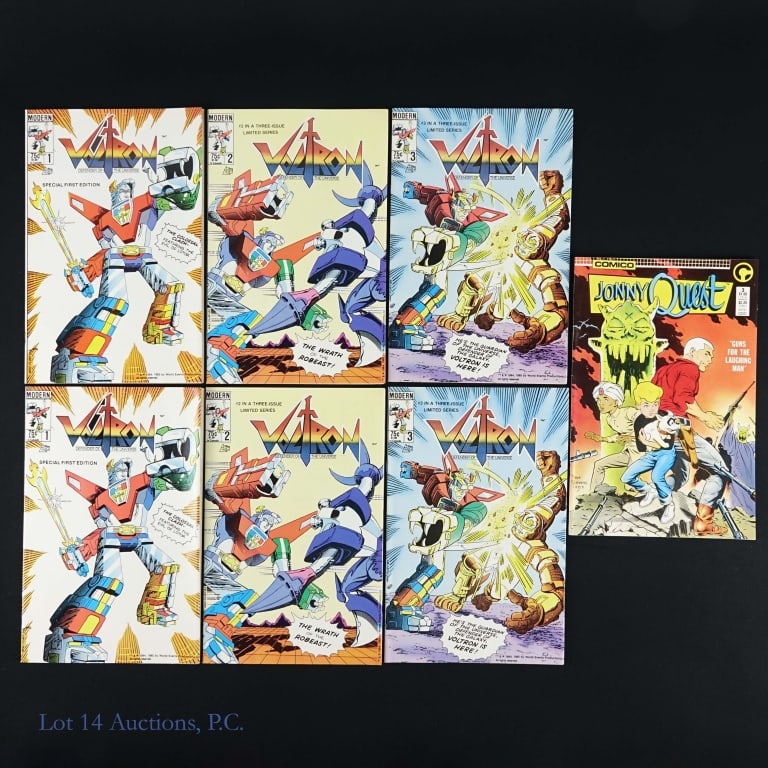 Voltron #1's & Johnny Quest #3, Modern, Comico (7): Voltron #1's & Johnny Quest #3, Modern, Comico (7). Key Issues included: Two (2) sets of 1984 Voltron Defender of the Universe #1, 2 & 3 - first appearance of Voltron in U.S. comics, Henry Cavill cast