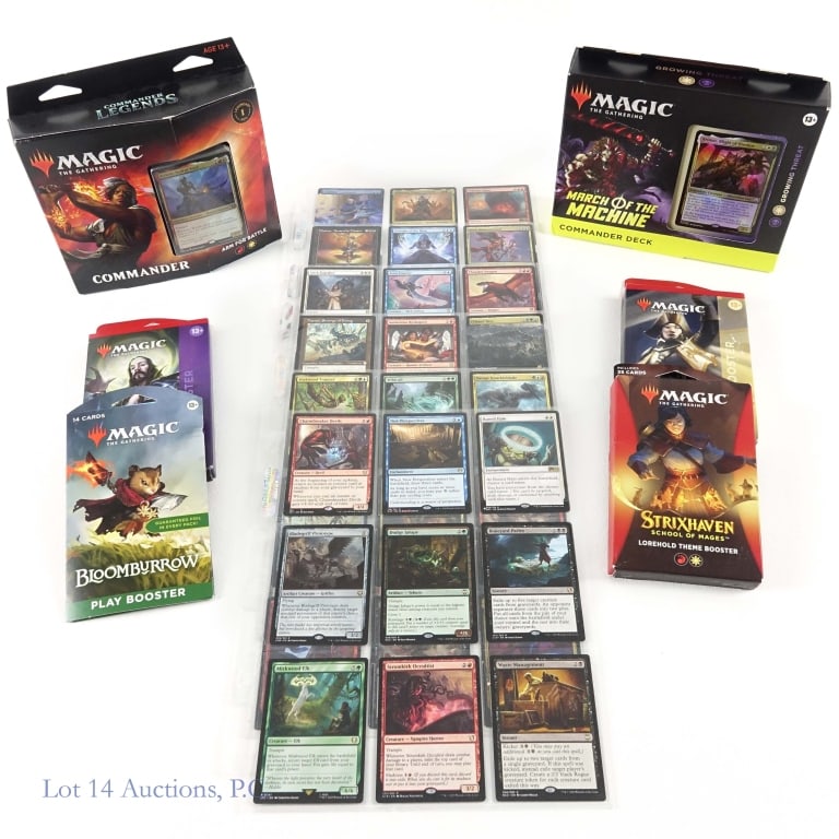 Magic The Gathering Boosters, Decks & Cards (+300): Magic The Gathering (MTG) Boosters, Decks & Cards (All Decks & Boosters Factory Sealed). Includes: March of the Machine Commander Deck (100 Card Deck, 10 New Cards, 10 Planechase), Legends Commander D