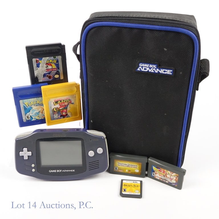 Nintendo GameBoy Advance Indigo System (6 Games): Nintendo GameBoy Advance Indigo Handheld Game System (6 Games & Carrying Case). System is tested and working. Games include: Pokemon Blue Version (GB), Pokemon Trading Card Game (GBC), Donkey Kong Lan