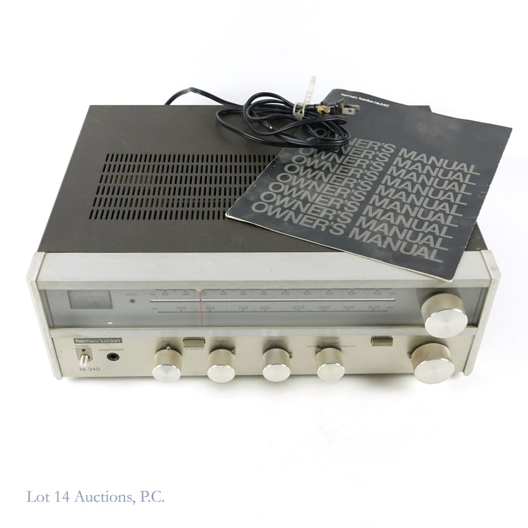 Harman Kardon hk340 Stereo Receiver & Manual: Harman / Kardon model hk340 stereo receiver and AM/FM radio. Powers up, but otherwise untested. Includes original owner's manual.