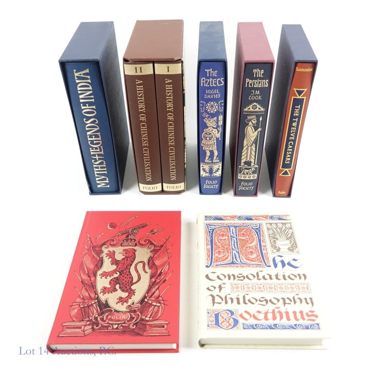 China, India, Aztec, Persian et al Folio Books (8): Eight (8) various cultural, historical and literary books from The Folio Society (London) in hard cover as follows: ---"A History of Chinese Civilization" Volume 1 (translation J. R. Foster and Charle