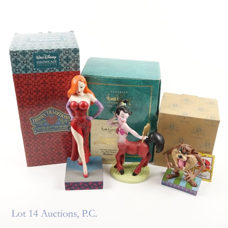 Jim Shore & WDCC Sculptures (3): Jim Shore & WDCC Sculptures (3). A trio of sculptures from and inspired by classy classic cartoons. Looney Tunes, Tasmanian Devil #4049384 "Devilish Charm" by Jim Shore in original packaging - missing
