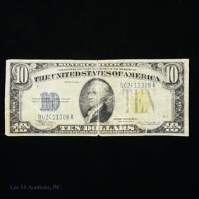 1934-A USA $10 Silver Certificate - Yellow Seal