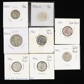 1927 - 1962 USA 90%-silver coins (8)