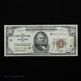 1929 USA $50 Fed. Res. Bank Note Brown Seal (XF)