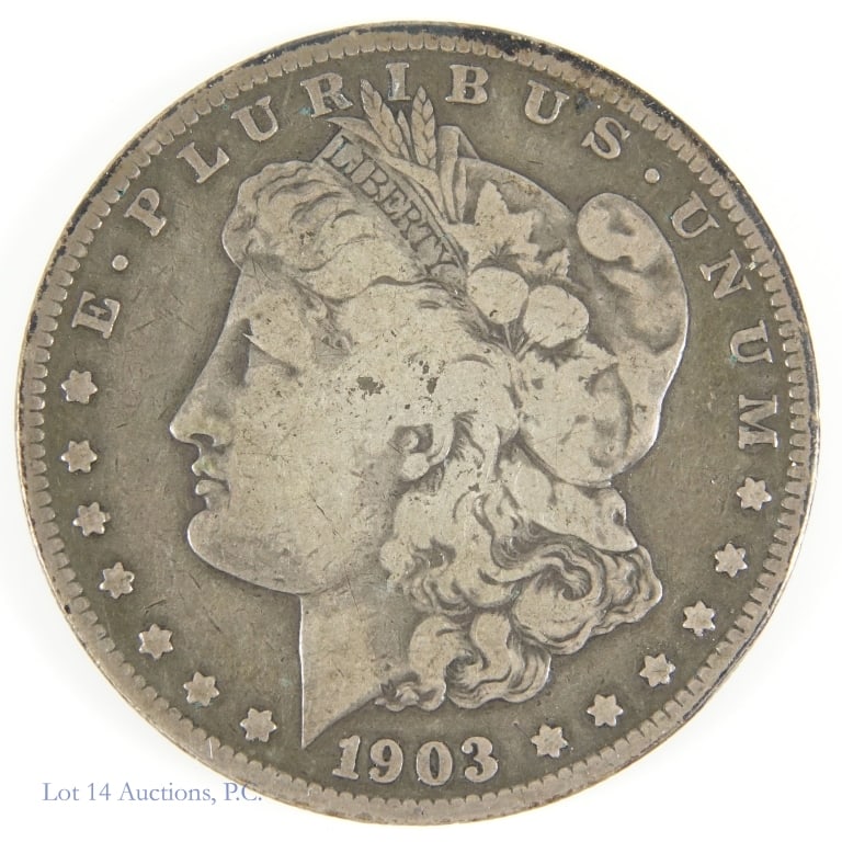 1903-S USA Silver Morgan Dollar - PCGS SE R-4.5: 1903-S United States silver Morgan dollar (San Francisco Mint). Designer is George T. Morgan. Per consigner, grades fine and also rare date in any grade. Metal is 90% silver, weighs 26.73 grams and di