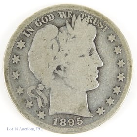 1895-S USA Silver Barber Half Dollar - Tough Date