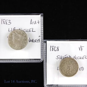 USA 1868 Shield & 1883 Liberty Head Nickels (2)