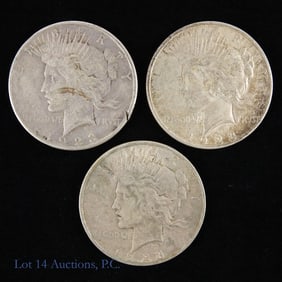 1923 P, D, S Silver Peace Dollars (3)