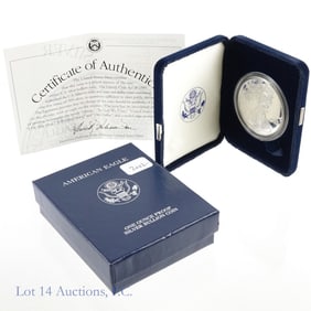 2002-W Proof American Silver Eagle $1 COA in OGP