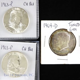 Silver Franklin & Kennedy Half Dollars (3) CH BU