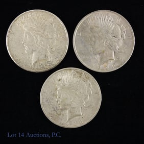 1923 P, D, S Silver Peace Dollars (3)