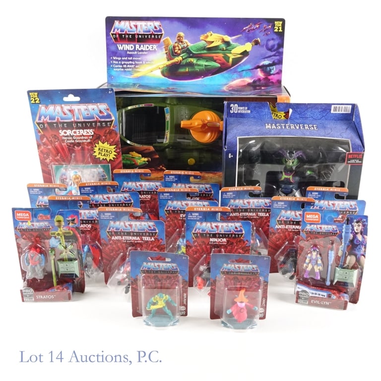 Masters Of The Universe Action Figures (NIB) (13+): Mattel Masters Of The Universe Toys & Action Figures (NIB - New In Box) (13 Action Figures Total). Includes: Mattel Masters Of The Universe Wind Raider Assault Lander, Mattel Masters Of The Universe R