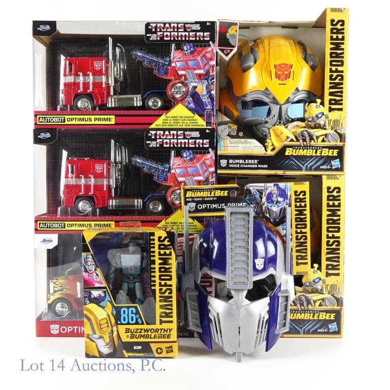 Hasbro / Jada Transformers Toy Figures (NIB) (7): Hasbro / Jada Transformers Toy Action Figures (NIB - New In Box) (7 Toy Figures Total). Includes: (2x) 2017 Hasbro Transformers Bumblebee Voice Changer Mask, 2022 Hasbro TOMY Buzzworthy Bumblebee Kup