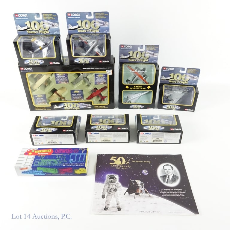 Corgi 100 Years of Flight, HO NASA Car NIB (9): Corgi 100 Years of Flight, HO NASA Car NIB (9). All items New In Box with light shelf wear. Twelve (12) die cast Corgi models in nine (9) boxes celebrating 100 Years of Flight. Roundhouse Products HO
