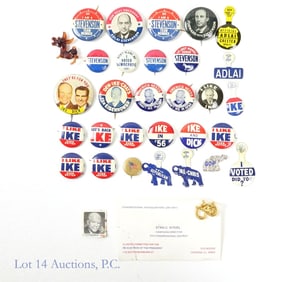 1950s USA Ike & Stevenson Political Items (30+)