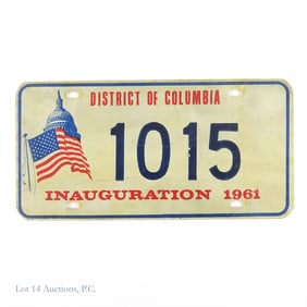 1961 Presidential Inauguration License Plate