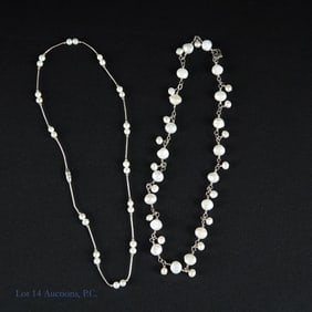 Silver & Pearl / F.W. Pearl Necklaces (2)