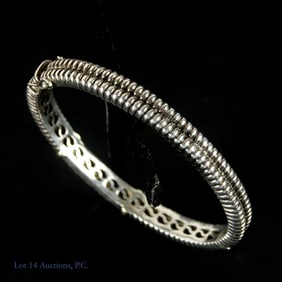 Hinged Sterling Silver and 14k Gold Bracelet