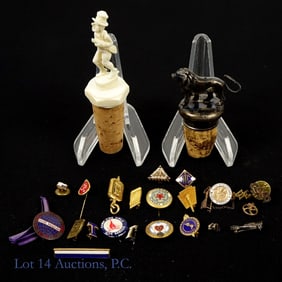Collection of Pins (2- 10k Gold), Stoppers