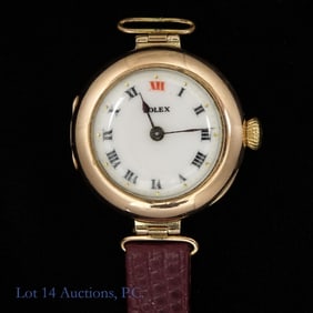9k Yellow Gold & Porcelain Rolex Ladies Watch