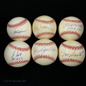 6 Baseballs Signed By Cubs HOF Members