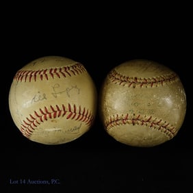 1940's Cleveland Indians Signed Baseballs (2)