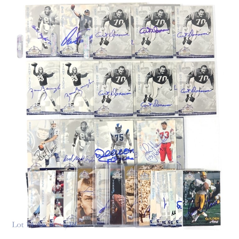 Ted Williams Football Cards - 53 Many Signed: 53 cards from the 1994 Ted Williams Card Company "Roger Staubach's NFL Football" trading cards. Many of these cards are signed including Bart Starr, Johnny Unitas, Dan Fouts, Joe Greene, Tony Dorsett,