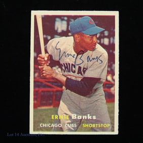 Ernie Banks Signed 1957 Topps Card #55