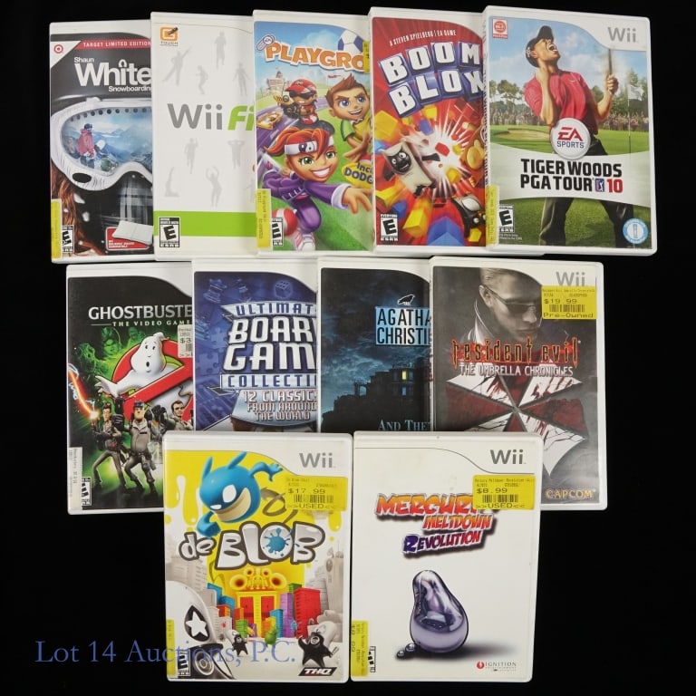 Nintendo Wii Games (11): Nintendo Wii Games (11). Eleven (11) Nintendo Wii games with coinciding boxes and instruction booklets. Boom Blox; Ghostbusters; Playground; WiiFit; Shaun White Snowboarding Road Trip; Tiger Woods PGA