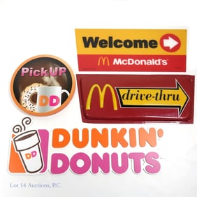 Dunkin Donuts & McDonalds Signs (4) (LOCAL / 3RD PARTY SHIP)